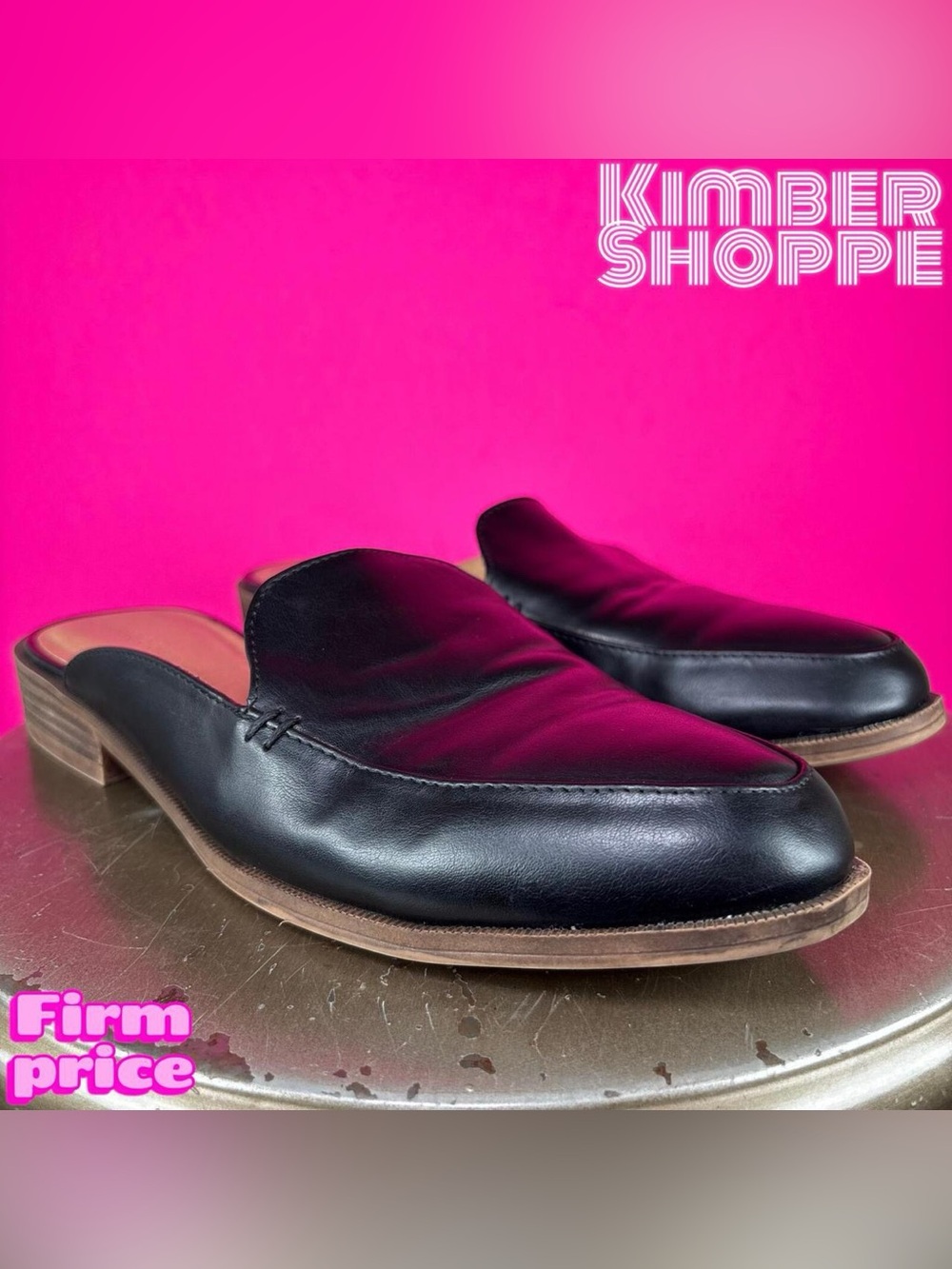 Madden Girl Mattie Black Faux Leather Mule Loafer US 7.5 EU 38
